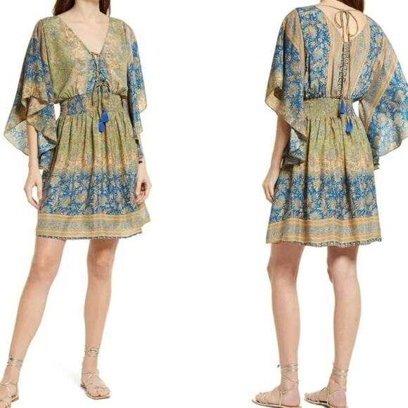 Raga Jai Paisley Print Bell Sleeve Dress Size XS New with Tag MSRP $170 - Picture 1 of 12